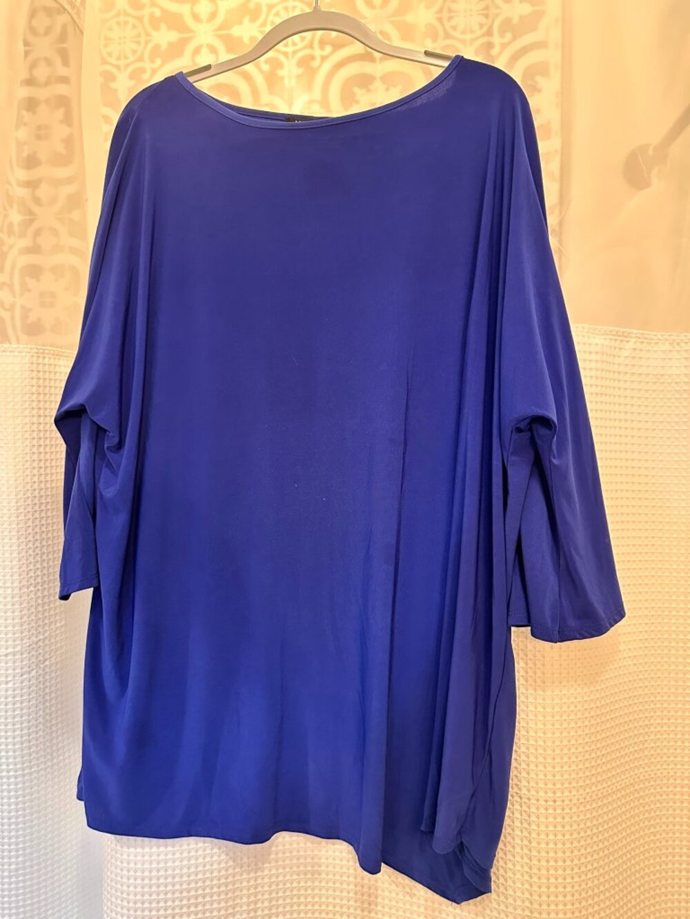 MARINA 2X Royal Blue Naked  3/4 Raglan sleeves Tunic style scoop neck.